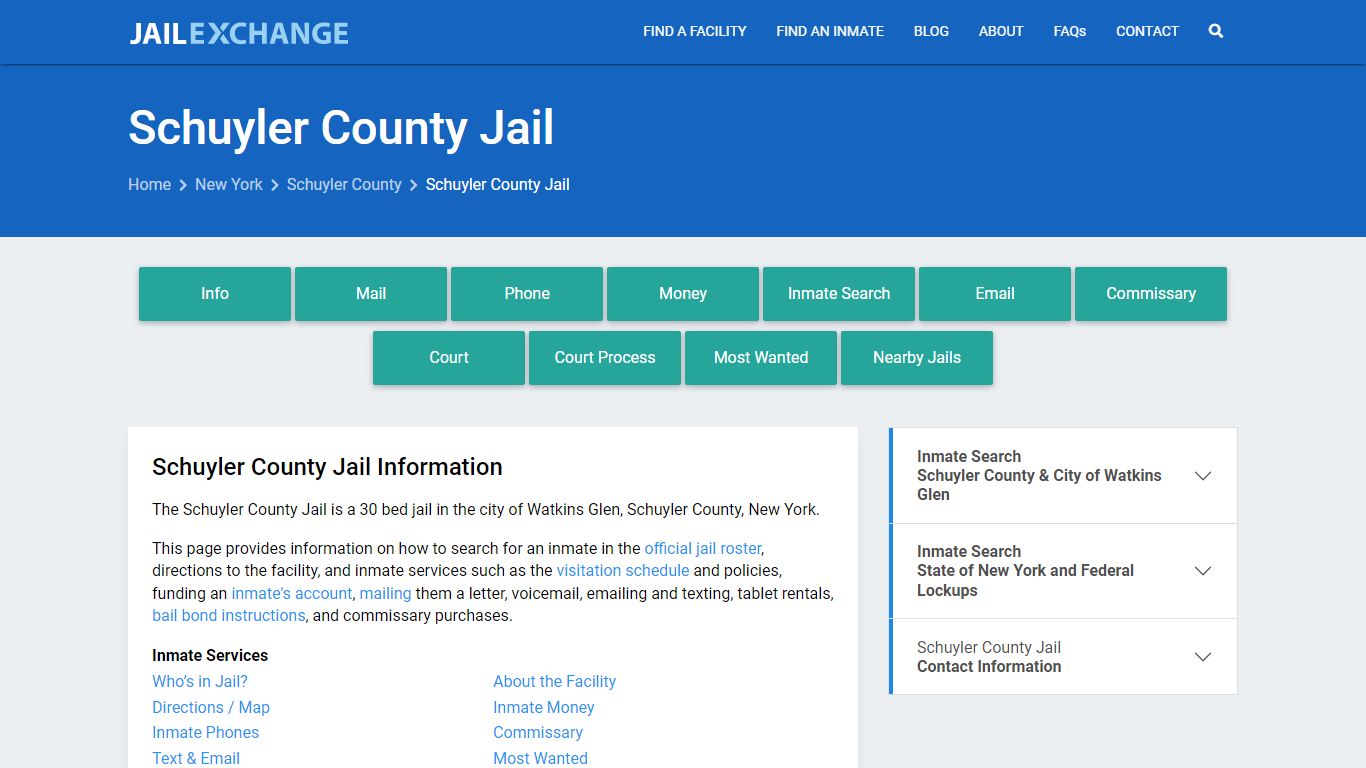 Schuyler County Jail, NY Inmate Search, Information